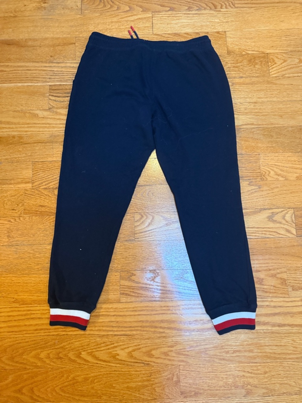 ☀️Tommy Hilfiger Black Joggers with Red, White & Navy Stripe Cuffs - Picture 3 of 3